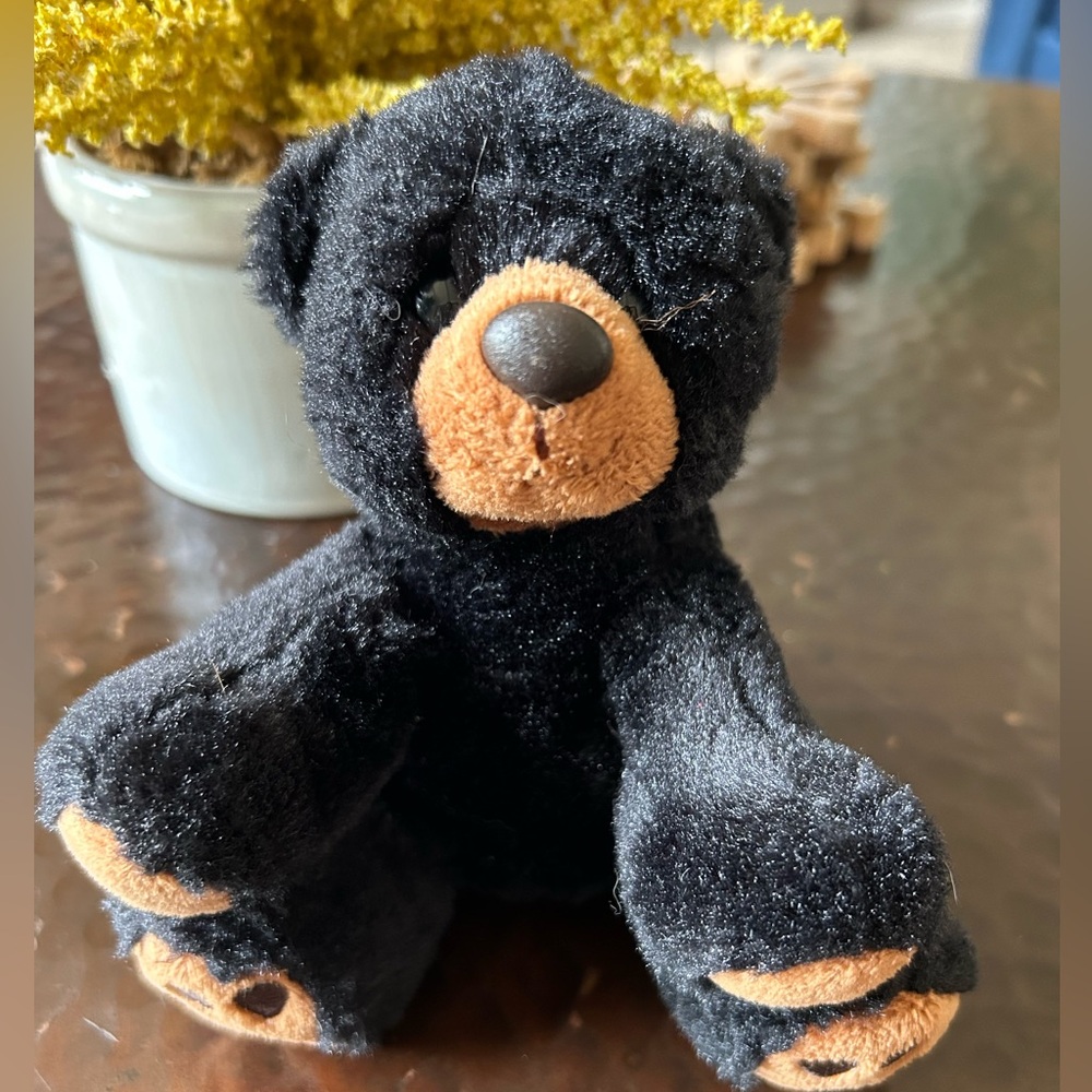 Aurora‎ Stuffed Plush Animal Small Bear Black and Brown 6in